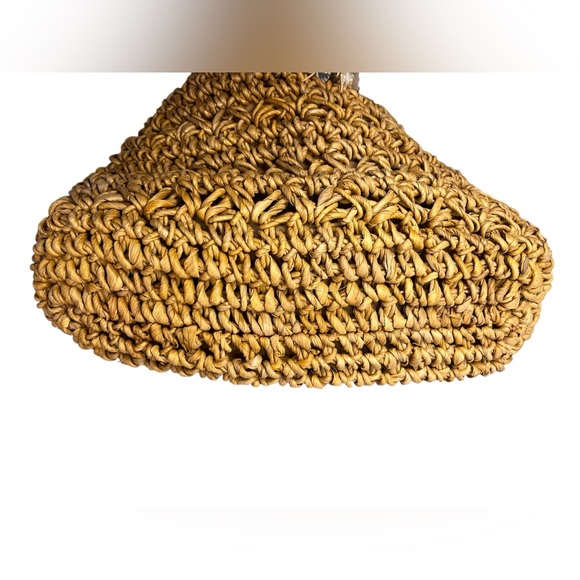 Cappelli Straworld Straw Beaded Handle Bag Boho Woven Raffia Purse Tan - Picture 5 of 11